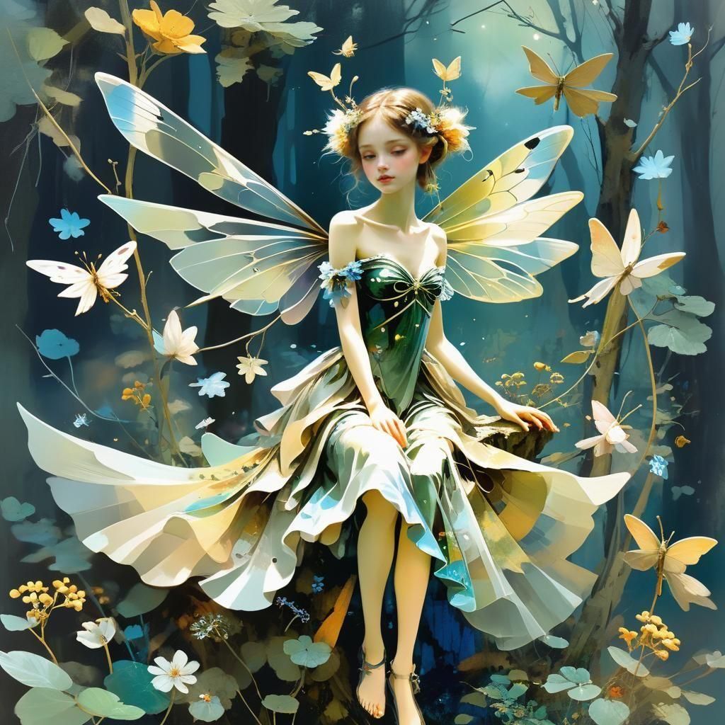 Dreamy Fairy Collage in Cottagecore Style