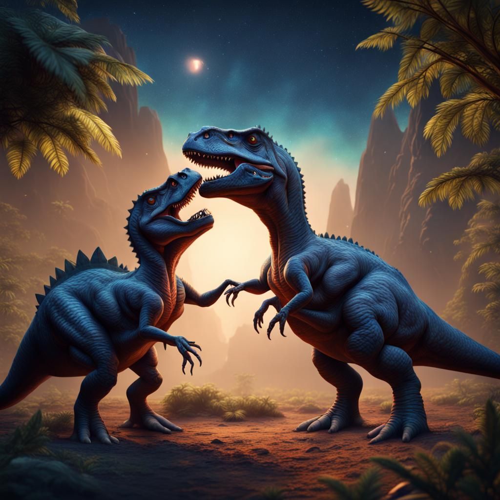 Dinosaurs in Love: A Fantastical Kiss