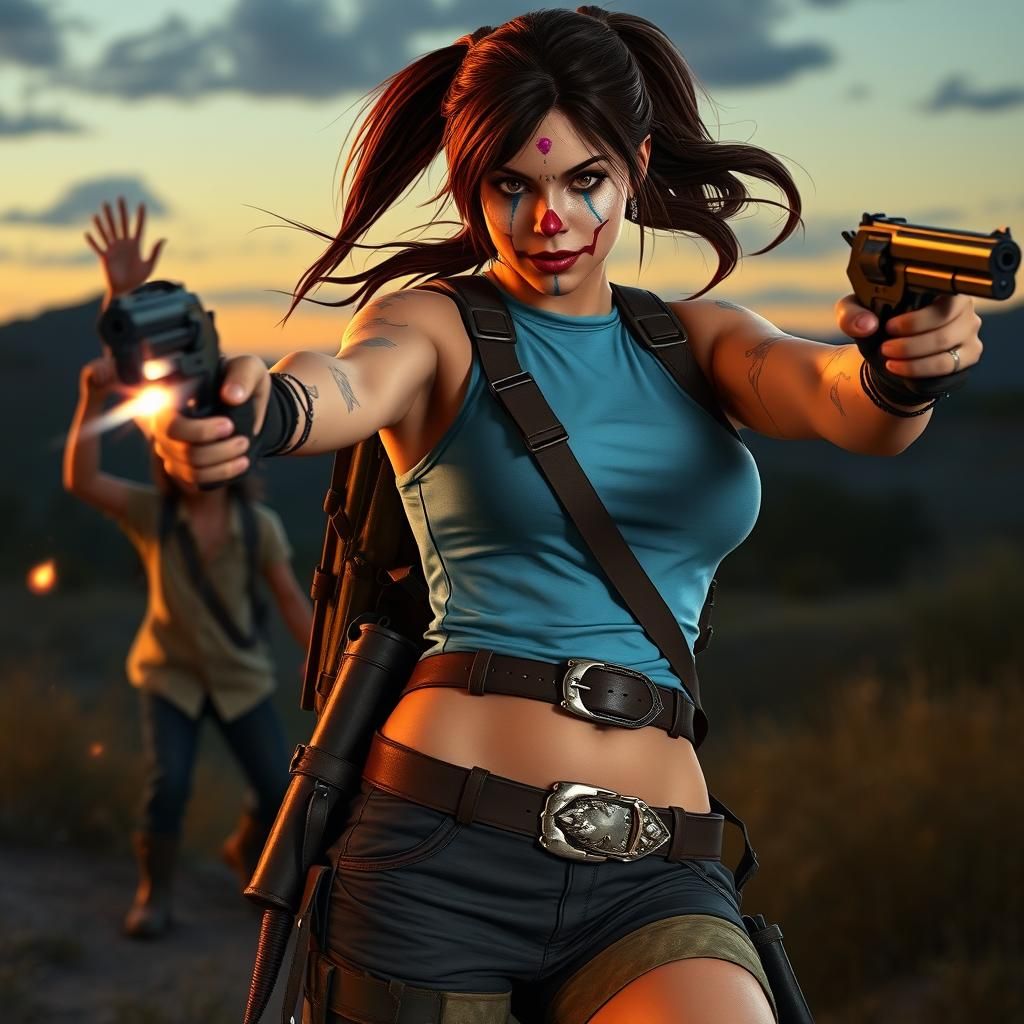 Lara Croft as Gemstone Clown, Fantasy Matte Painting