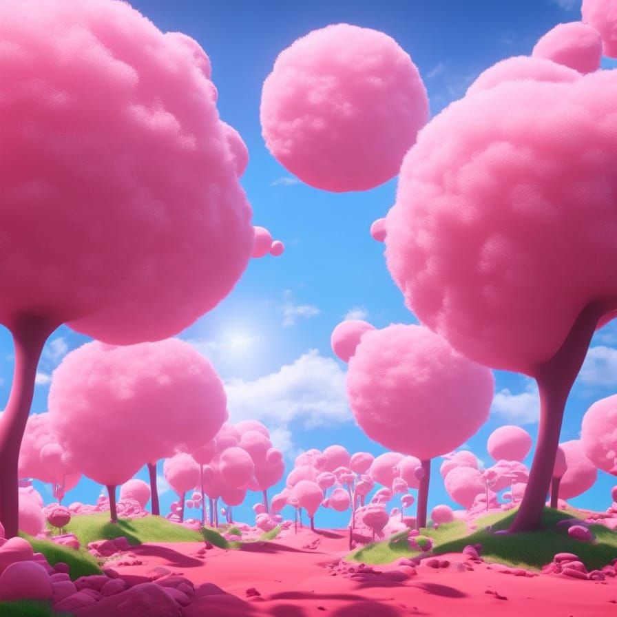Candy Golf Course in Anime Style 3D Rendering