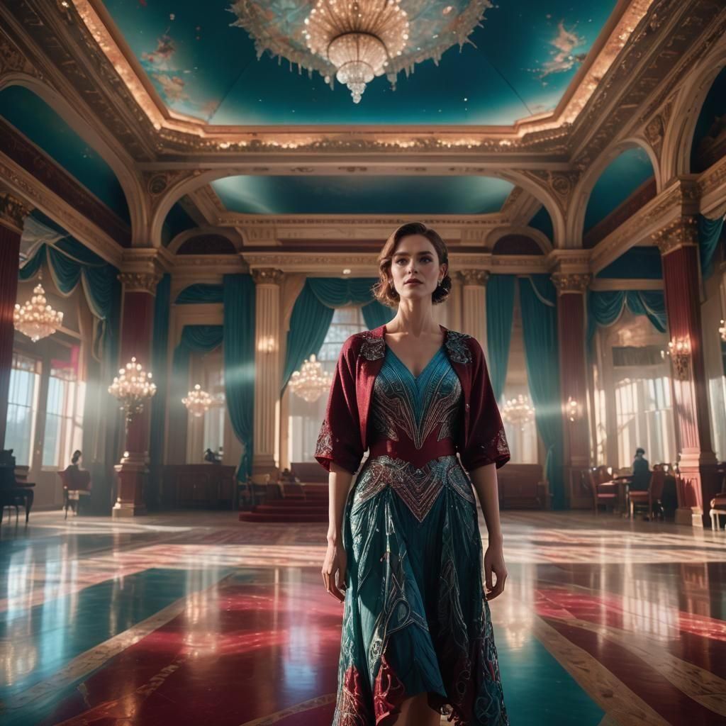 Woman in Crystal Stalactite Dress, Hyperrealistic