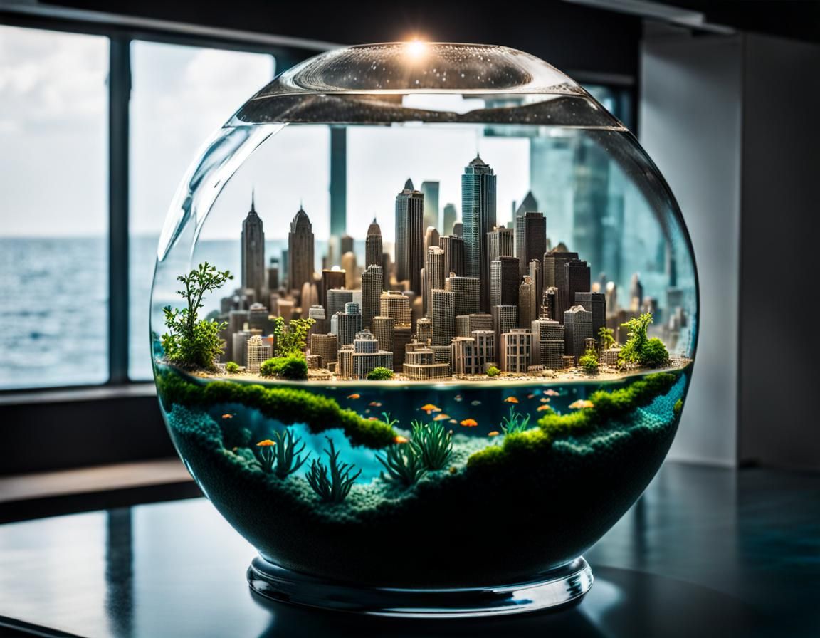 city on island terrarium
