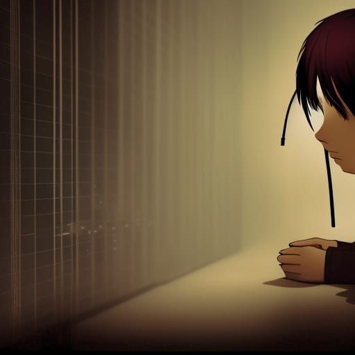Sad Girl with Wires: Serial Experiments Lain Inspired Art