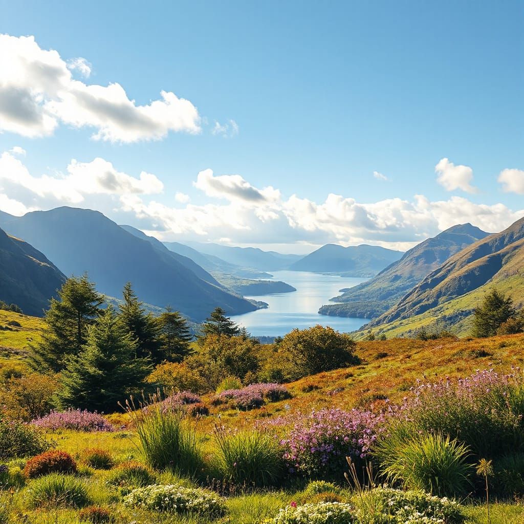 Majestic Highland Dreamscape in Vibrant Spring Color