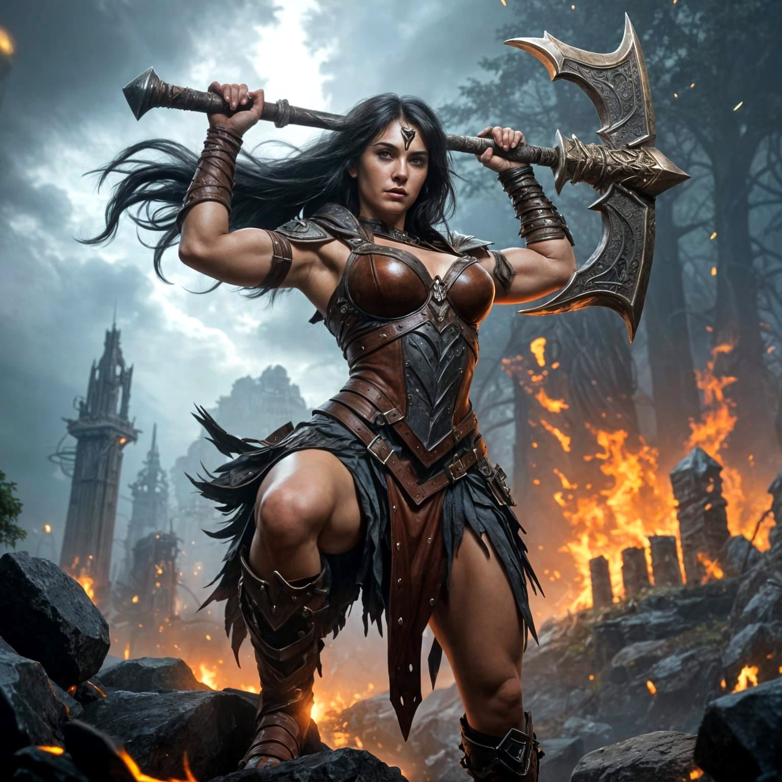 Muscular Elf Barbarian in Warhammer 40k Armor