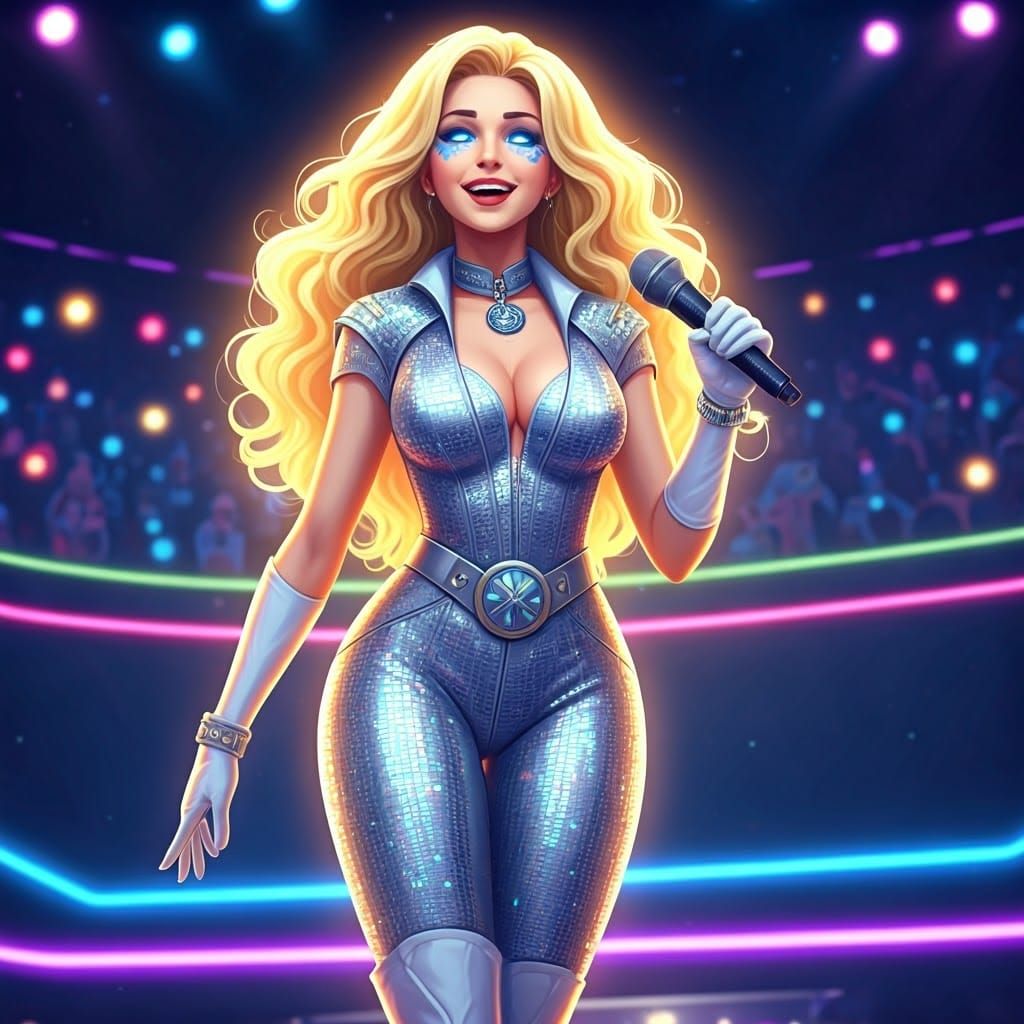 Glamorous Dazzler Shines Bright on Stage in 70's Disco-Inspi...