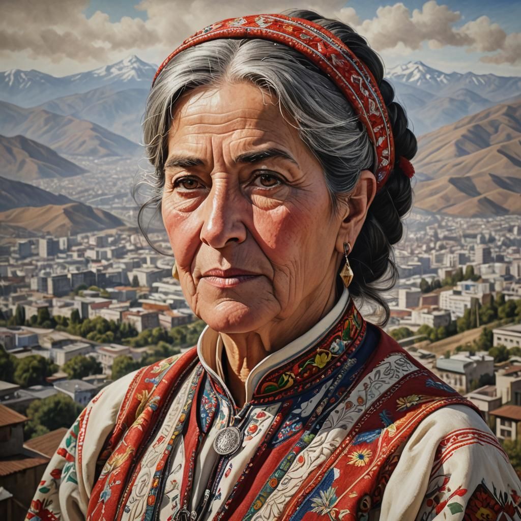 Chilean Woman in Traditional Dress, Photorealistic Portrait