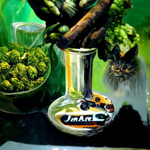 Marijuana Plant in Oil Painting Style