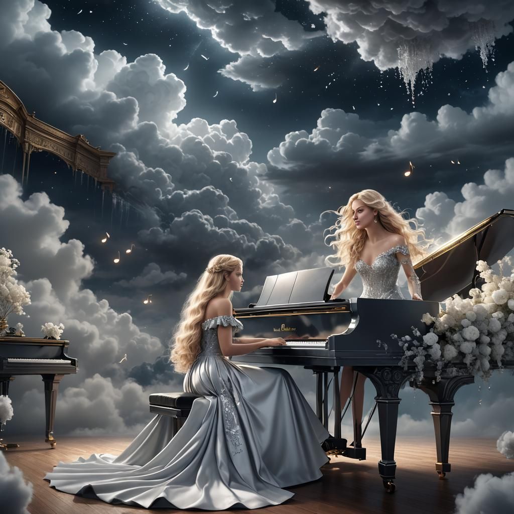 Prom Night Piano Under Night Clouds