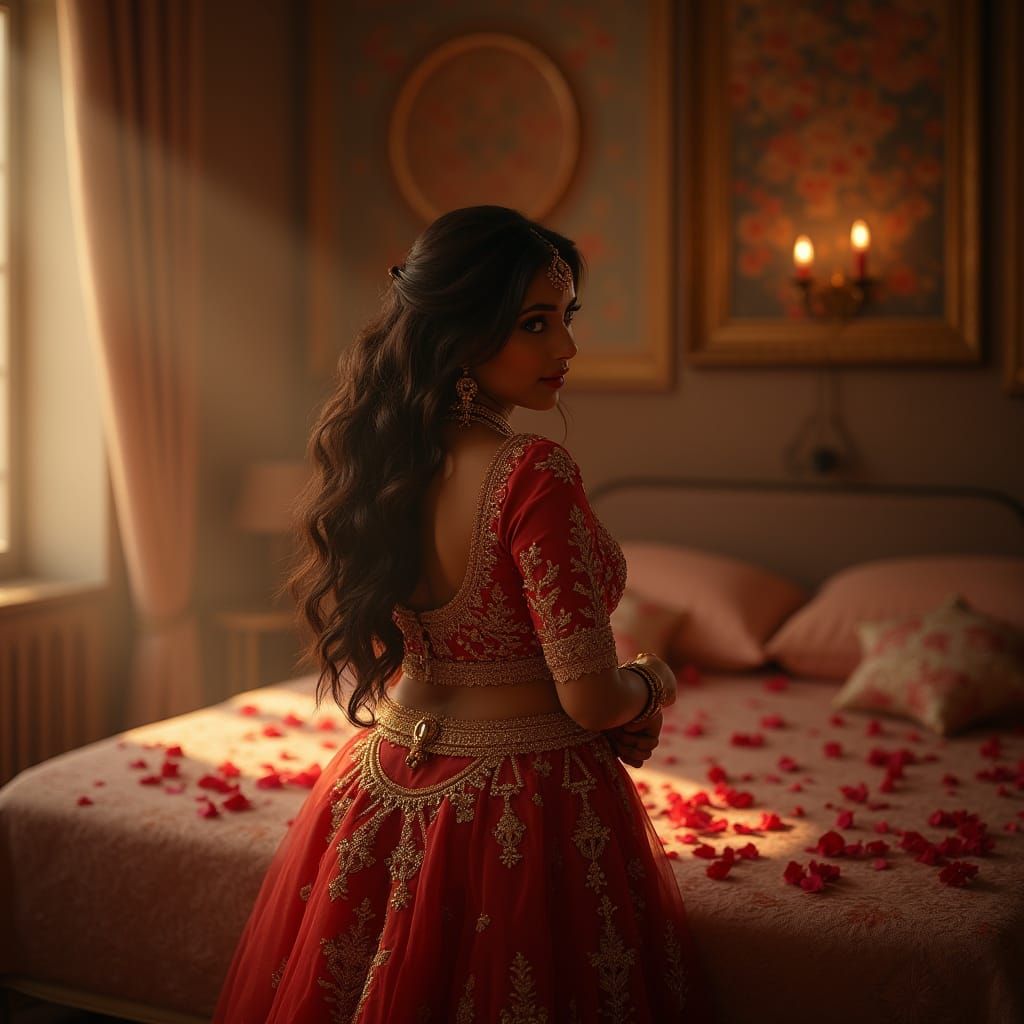 Pakistani Bride in Romantic Desi Wedding Room
