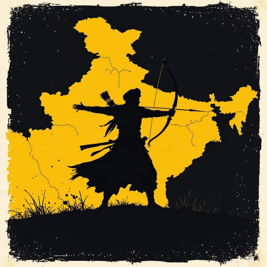 Punjabi Folk Warrior Silhouette on Punjab Map