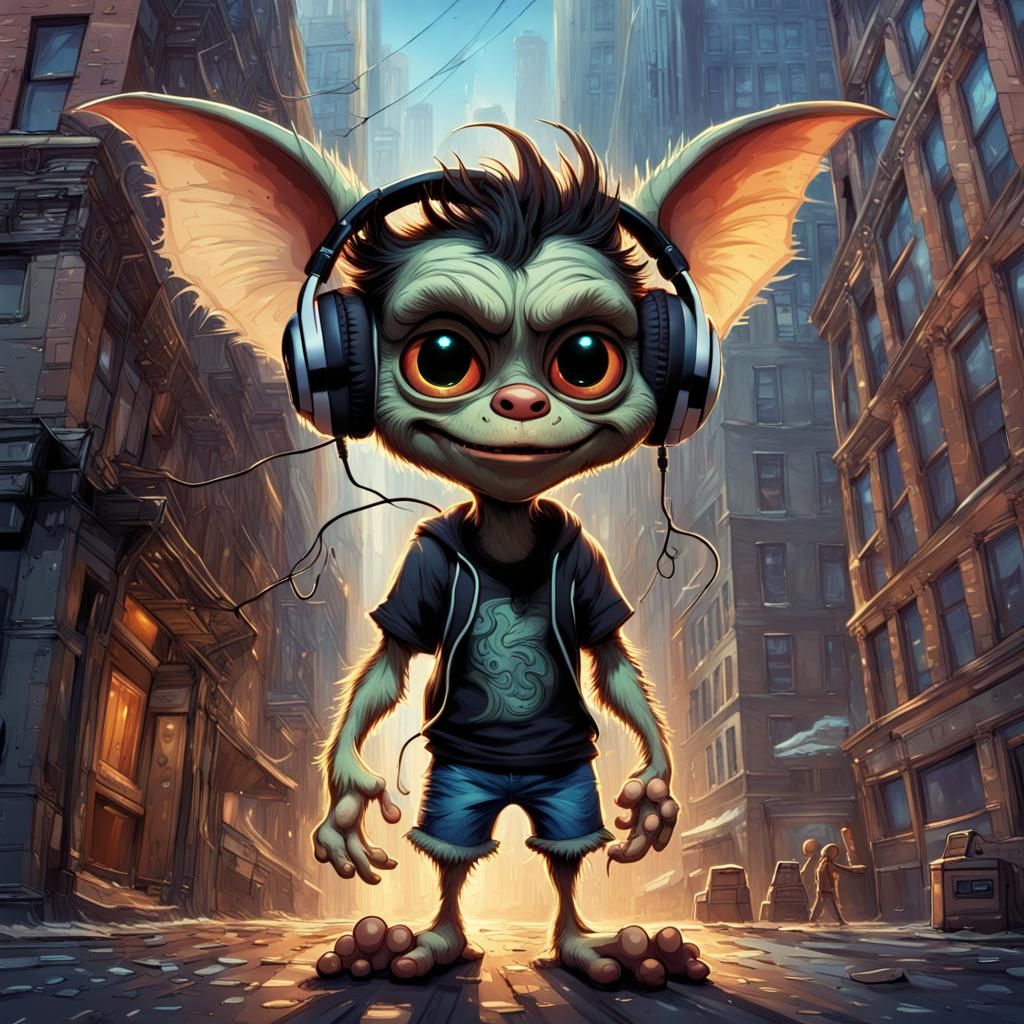 Gremlin Listens to Music in NYC: Disney Pixar Style