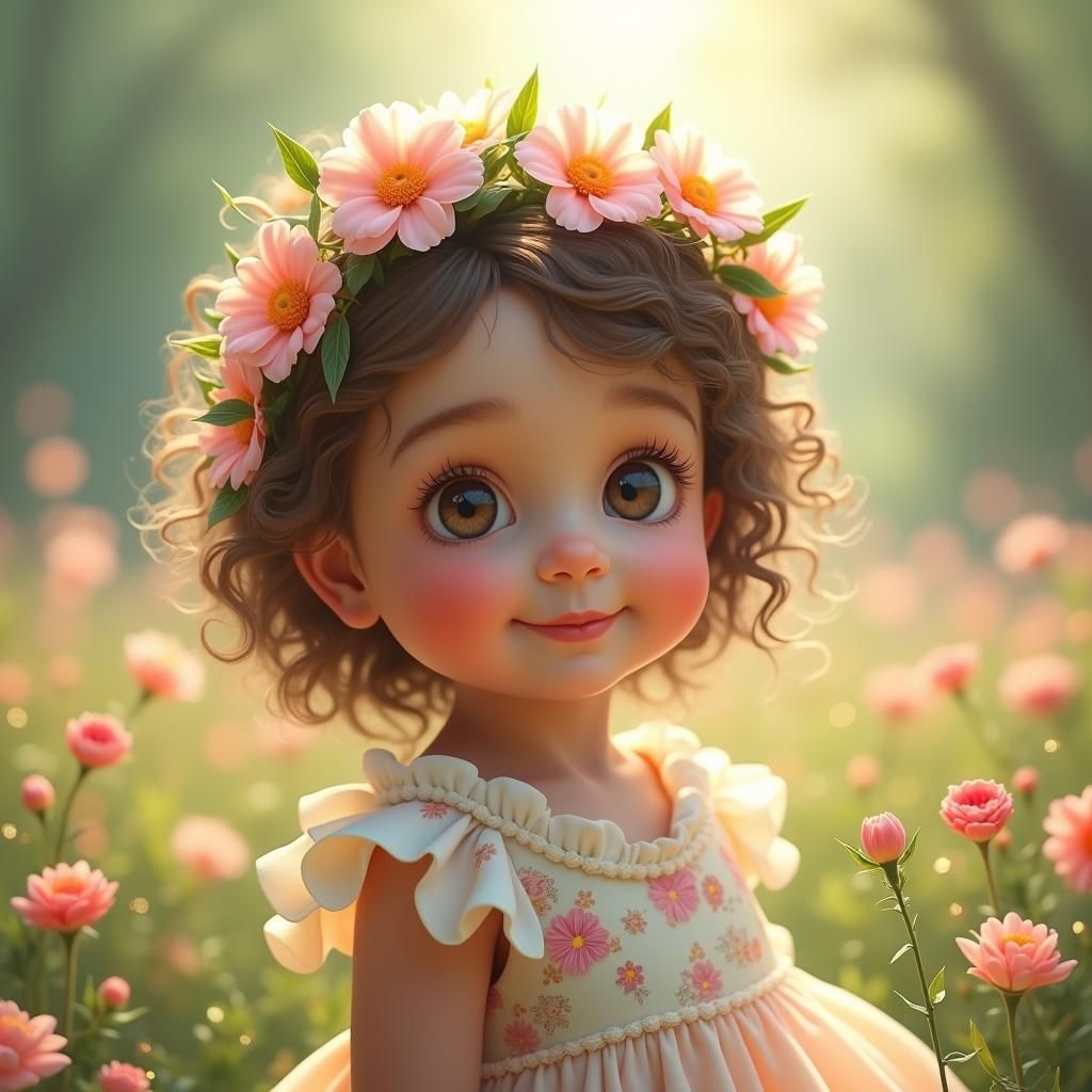 Baby Girl with Flower Crown: Fantasy Concept Art