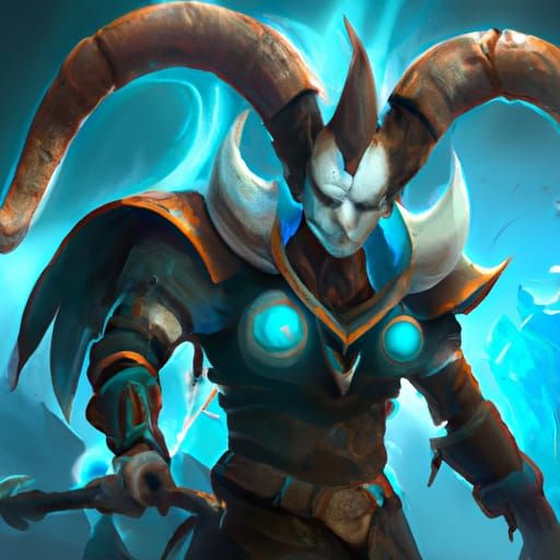 Blue Tiefling Barbarian with Axe, Fantasy Art