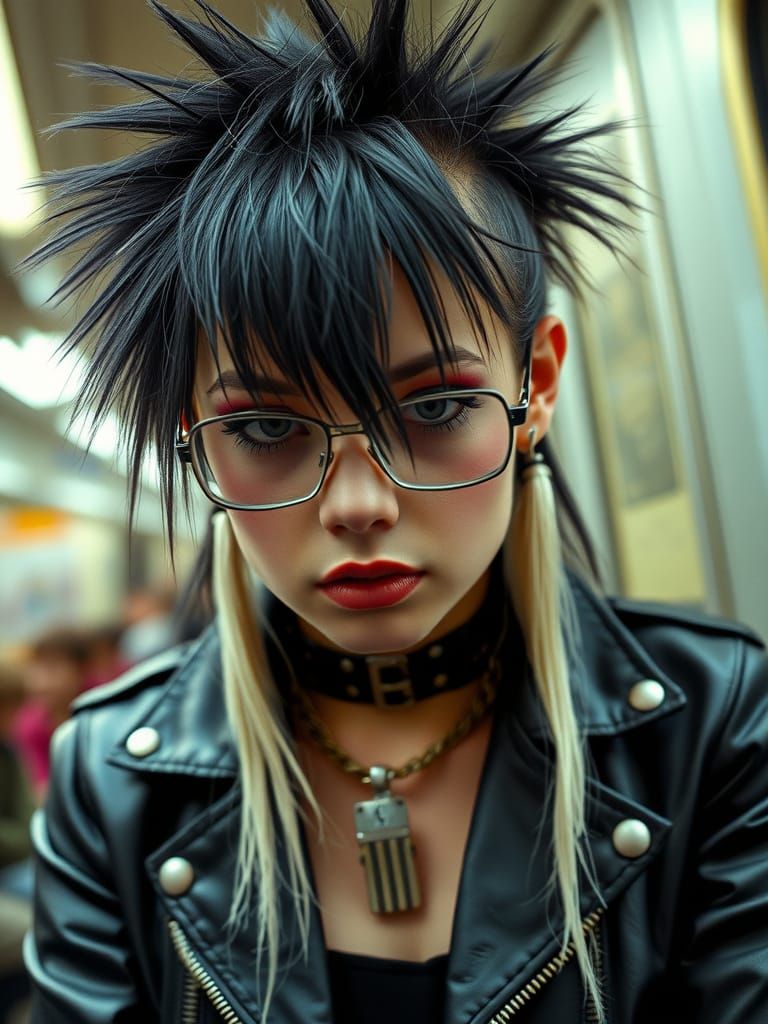 Rebellious British Punk Girl in 1980s Underground