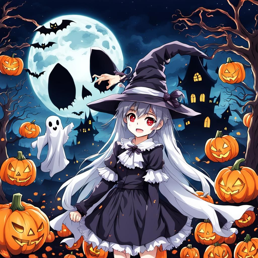 Halloween Ghost in Anime Style
