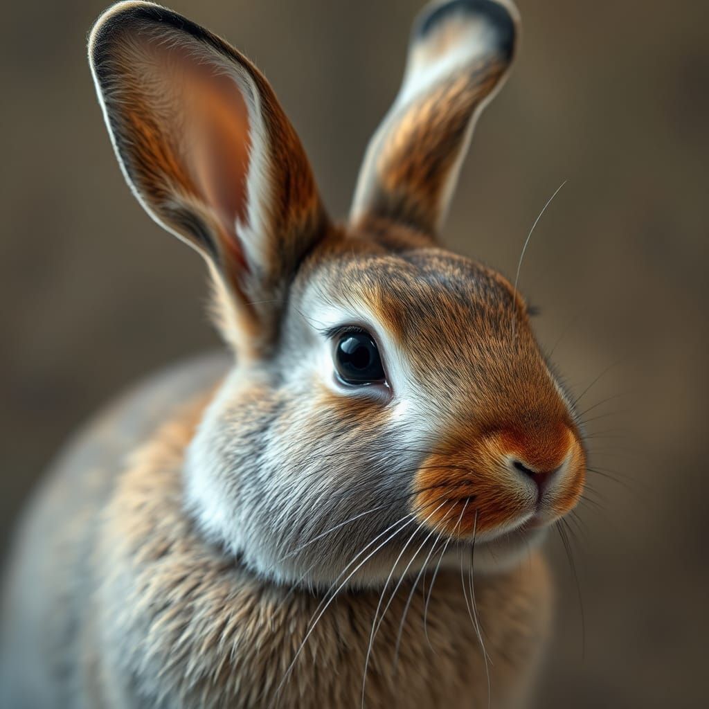 Hyperrealistic Rabbit Portrait in Whimsical Style