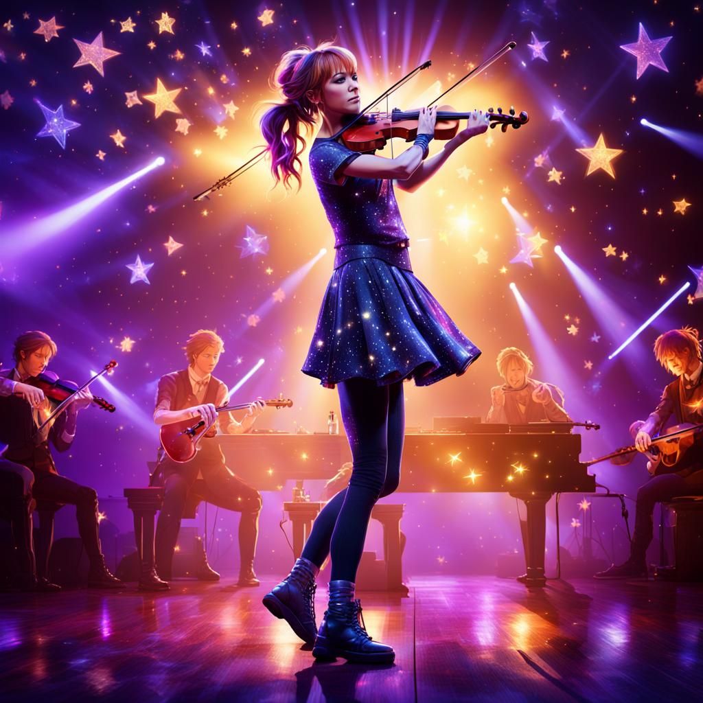 Lindsey Stirling Plays Violin Amidst Sparkling Stars