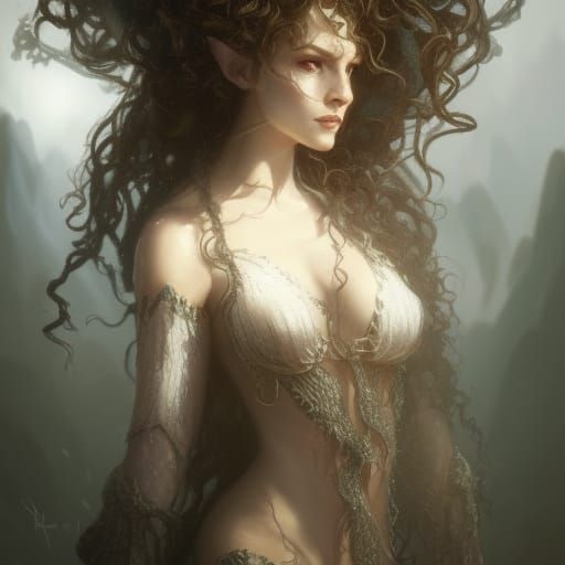 Fairy Elf Queen Portrait in Dark Fantasy Style