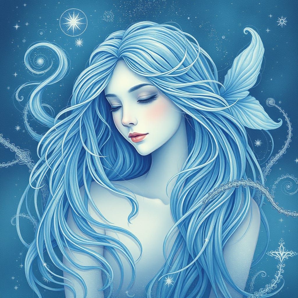 Dreamy Pisces Goddess in Ethereal Oceanic Realm