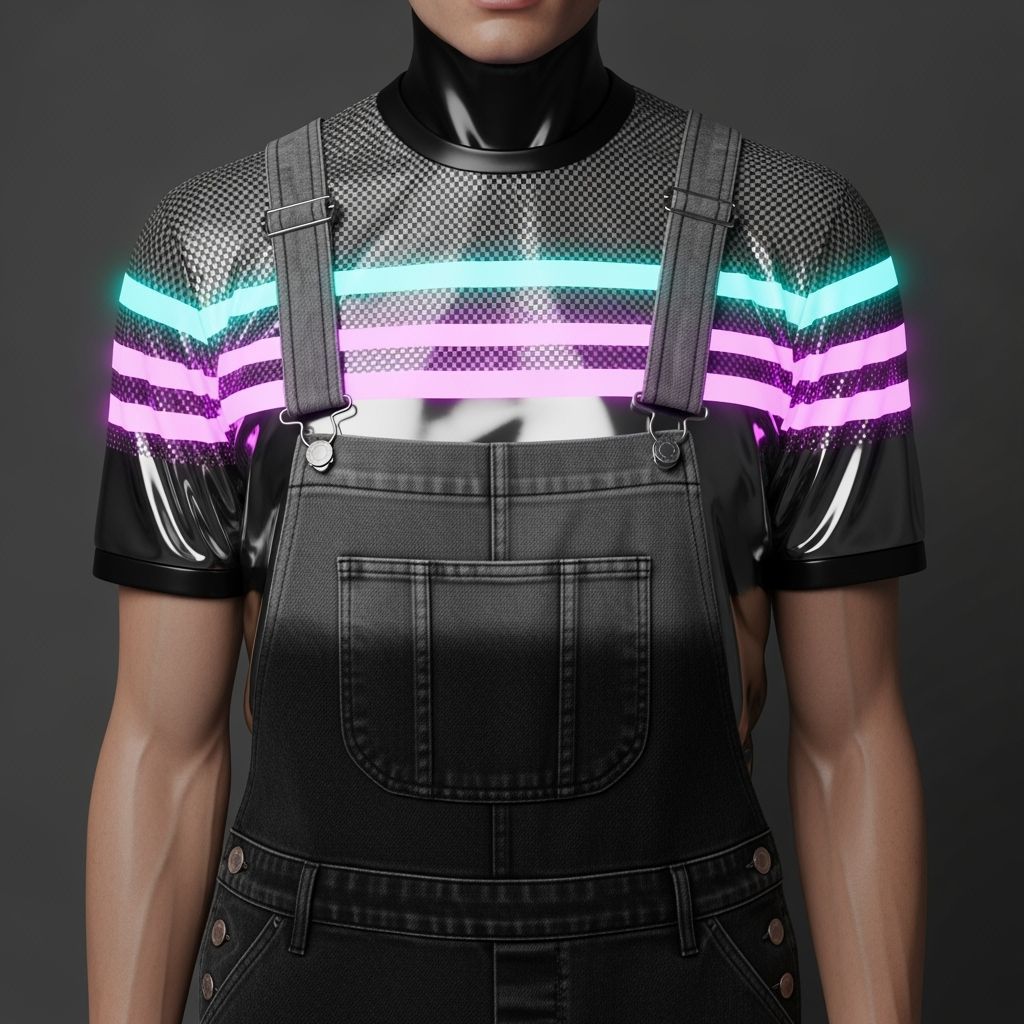 Futuristic Shirt with Electroluminescent Stripes