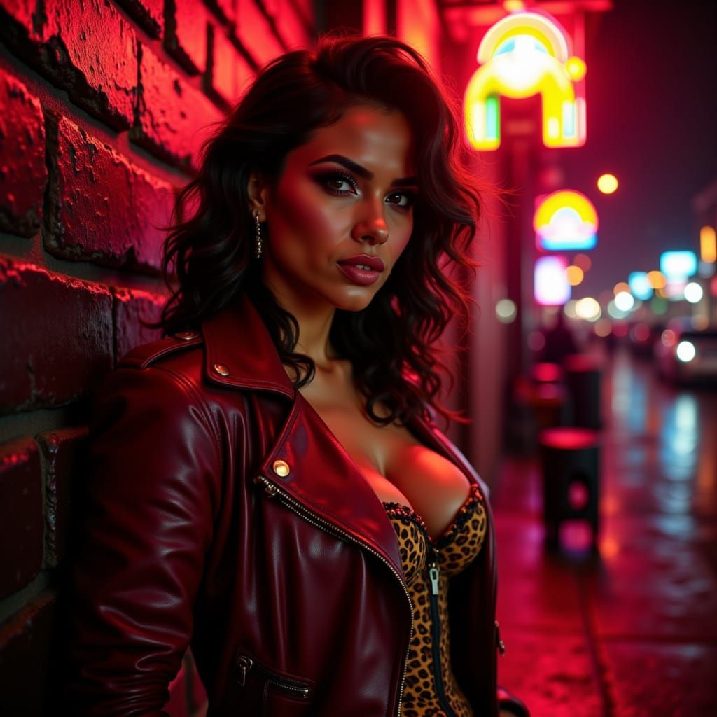 Puerto Rican Detective Smirks in Leather Jacket