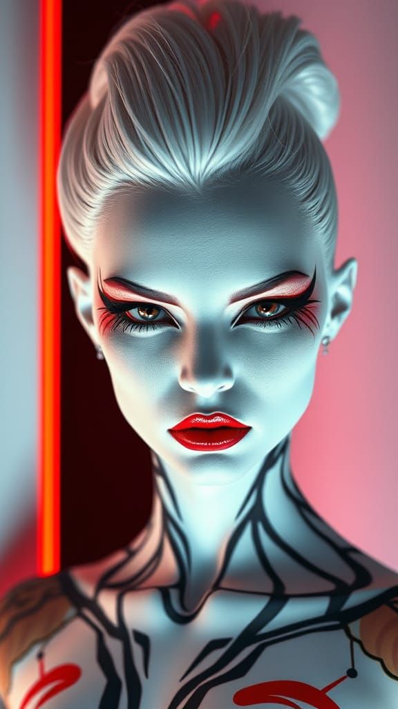 Surreal Cyberpunk Goddess with Avant-Garde Makeup
