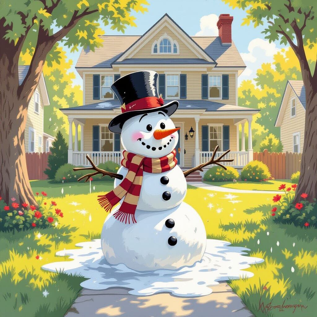 Frosty Melts Away on Summer Day