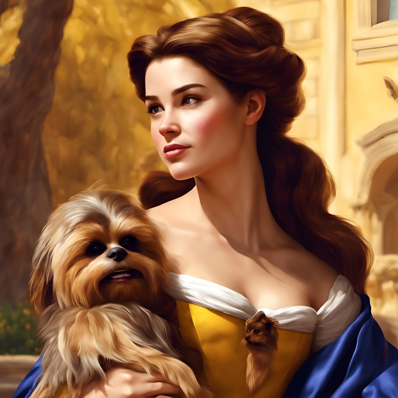 Belle and Chewbacca: Baroque Digital Portrait