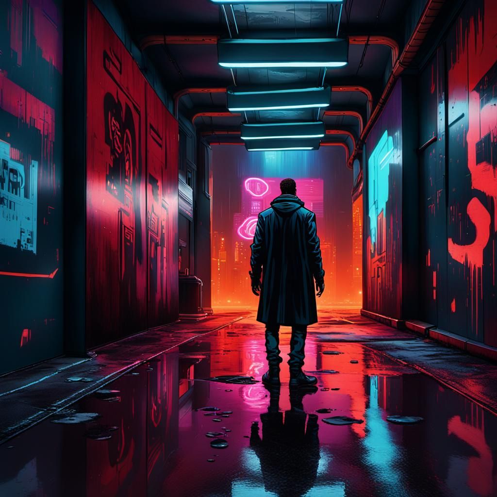 Cyberpunk Cityscape: Noir-Inspired Night Scene