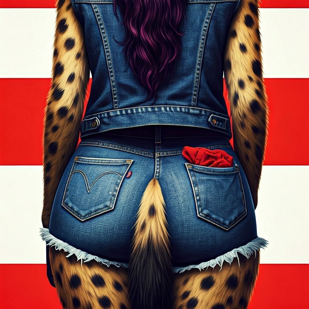 She-Hyena Parody of Born in the USA Album Cover