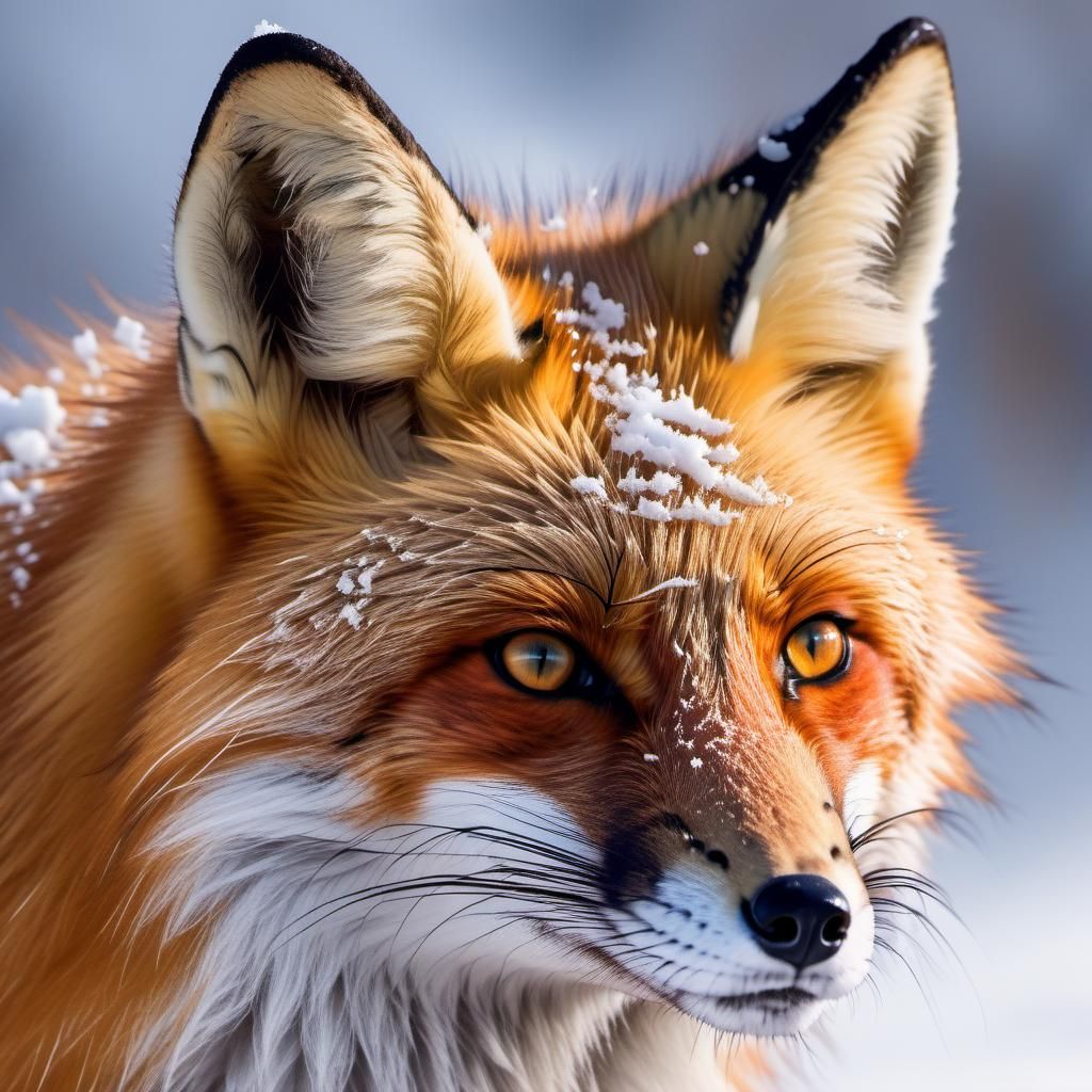 Fox Portrait in Snow, Edward Hopper Style