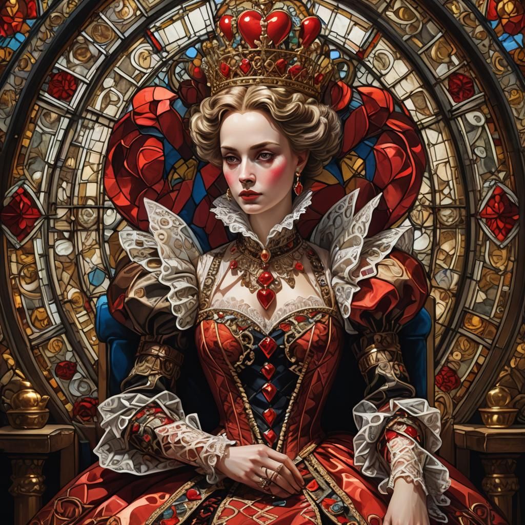 Queen of Hearts Portrait in Baroque Fantasy Style