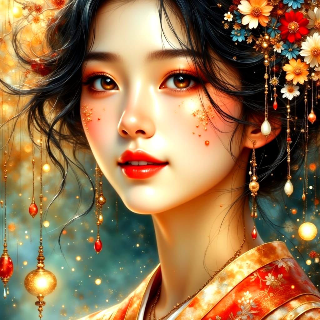 An emotional portrait of a Japanese woman