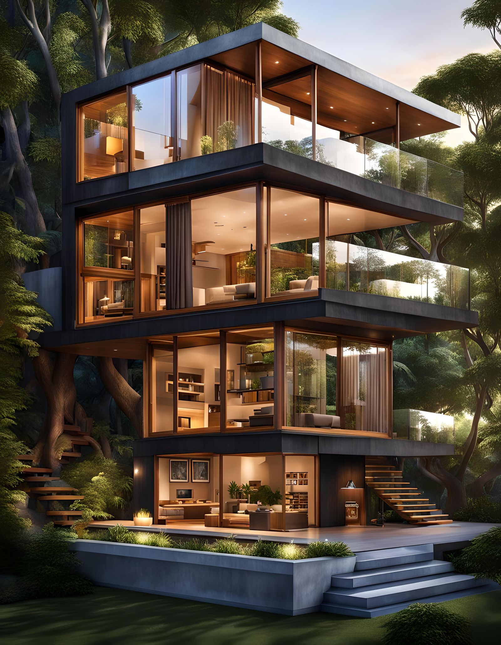 Modern Luxurious Multi-Level Treehouse Architecture