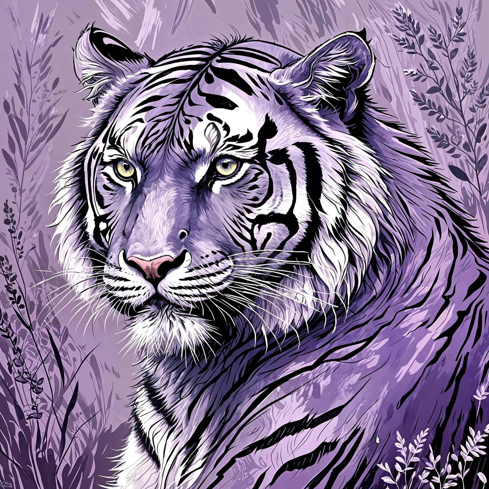 Purple Tiger in Van Gogh Style