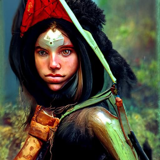 Warrior Woman Portrait in Digital Art Style