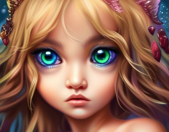 Adorable Sprite with Innocent Eyes in Detailed Gloss Paintin...