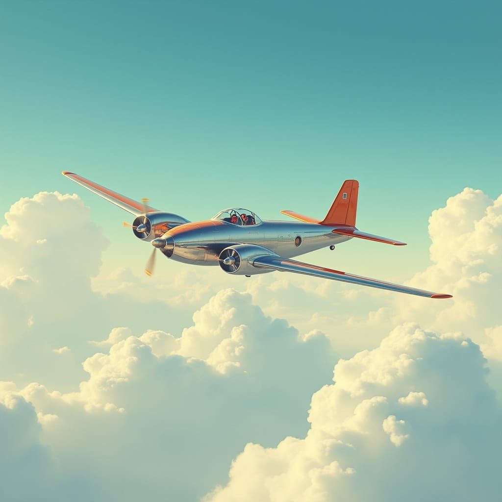 Vintage Airplane Soars Through Clear Blue Sky