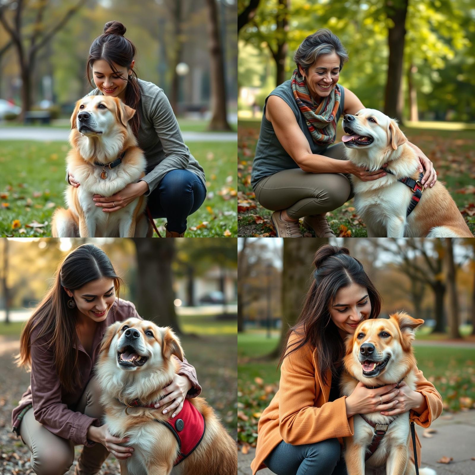Woman and Support Dog in Peaceful Park