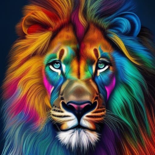 Dripping Lion Face Art: Hyperrealistic Photoillustration