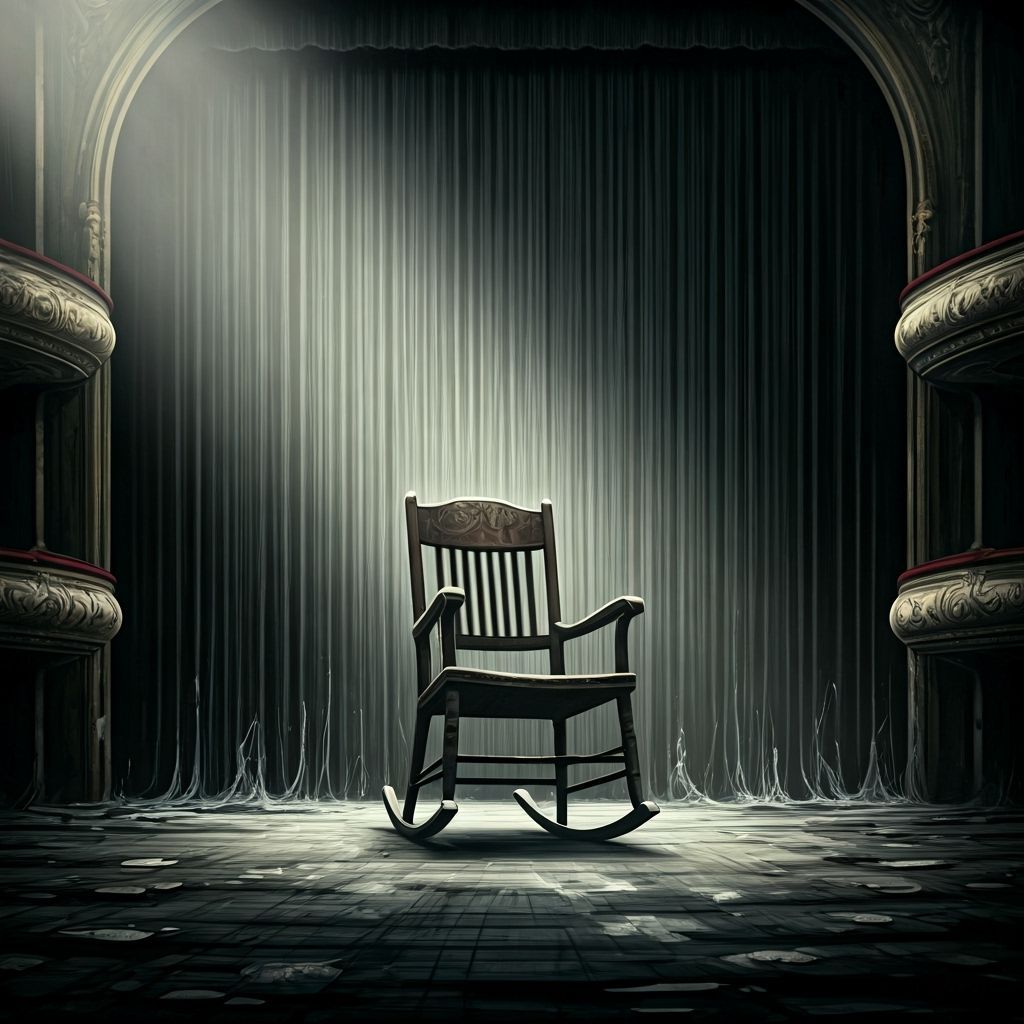Creepy Rocking Chair in Abandoned Theater as Horror Art