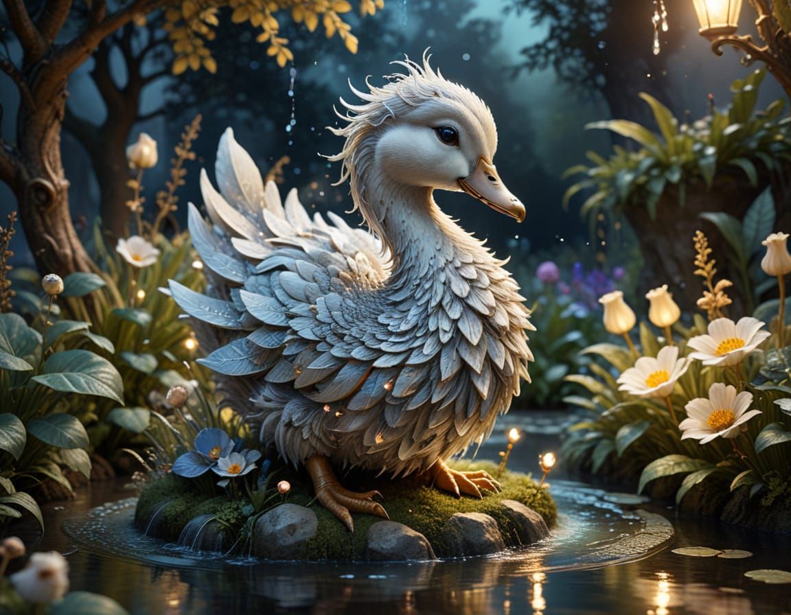 Moon Fountain with Liquid Light in Surreal Scene