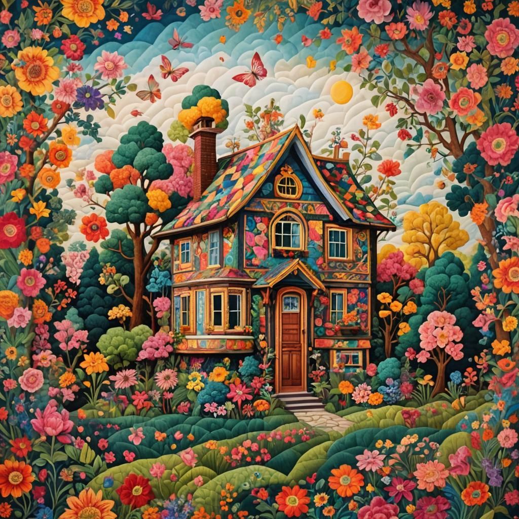Laughing Quilted House in Candy Art Style