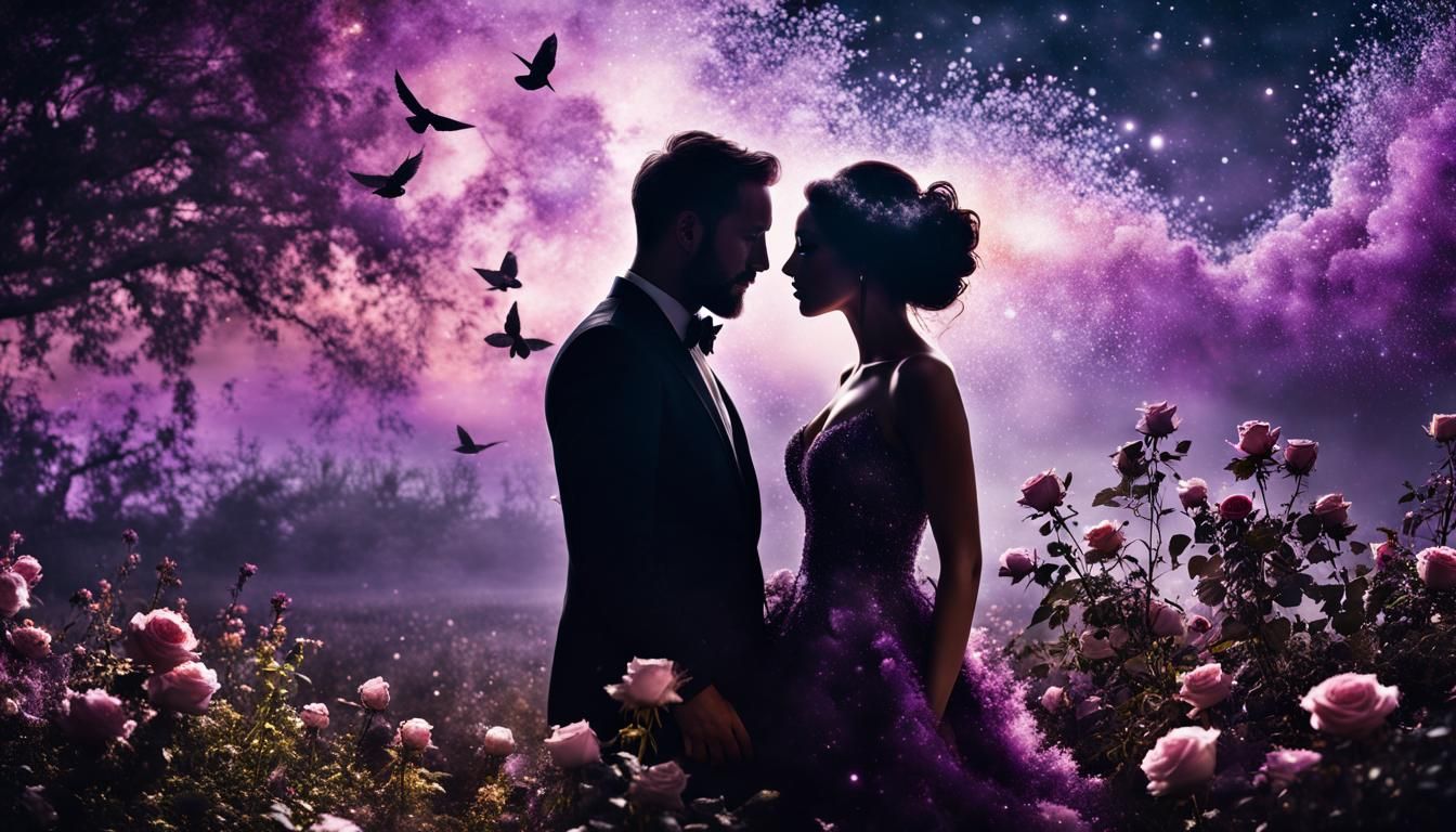 Nebula Silhouette: A Romantic Night Scene