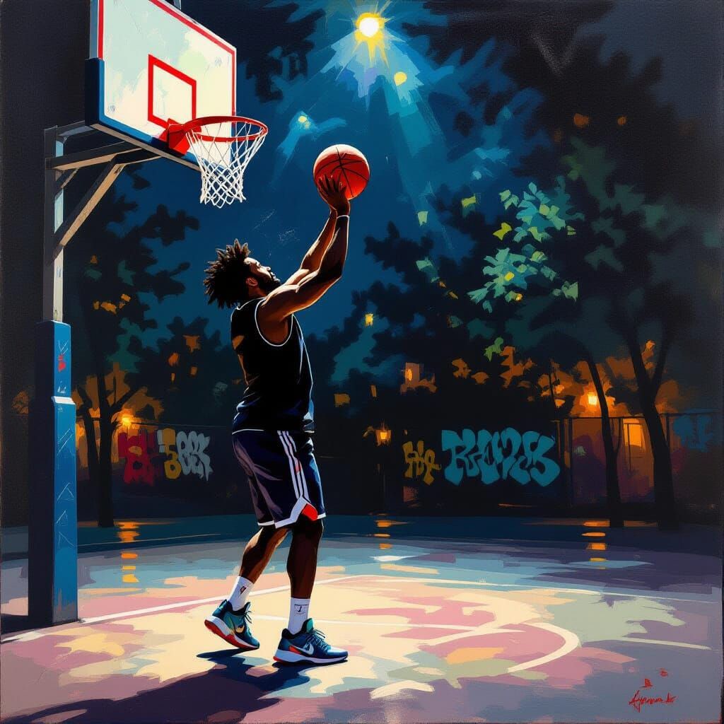 Basketball Player in Expressive Realism Style