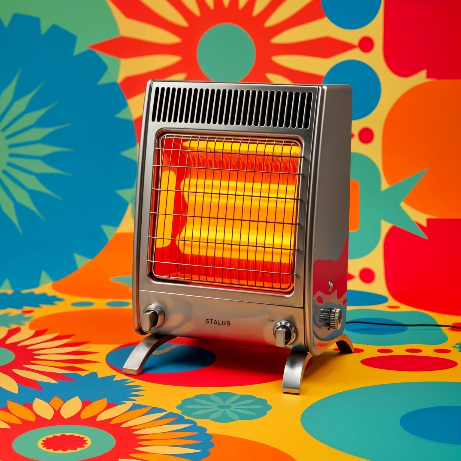 Retro Space Heater in Pop Art Style