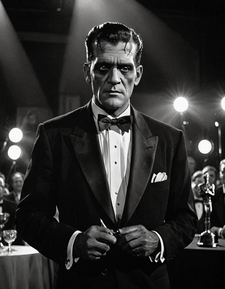Frankenstein Monster Accepts Award in Film Noir