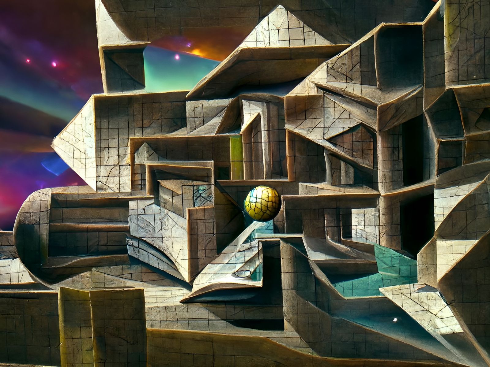 Colorful Non-Euclidean Hypersurrealism Digital Illustration