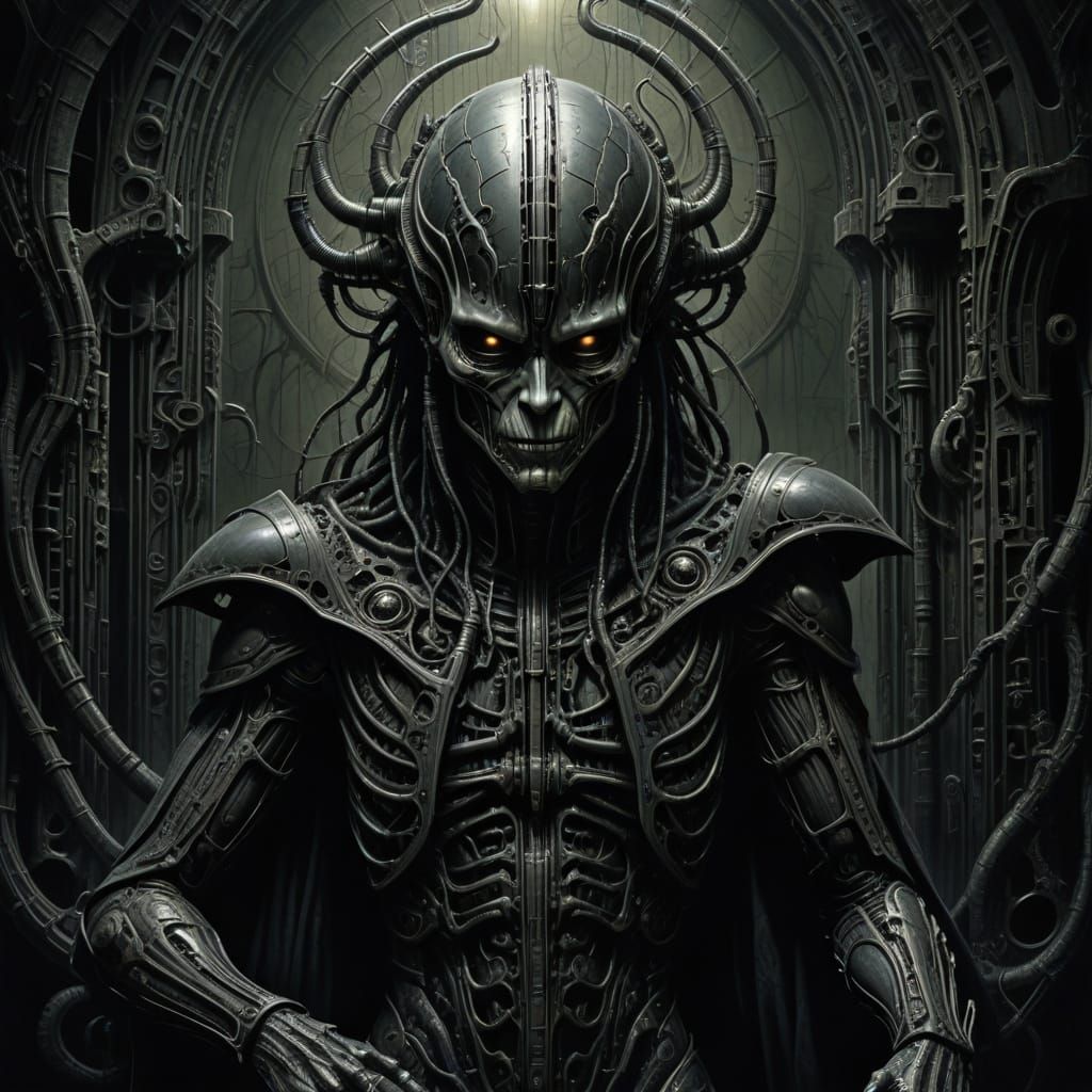 Dark Figure Smirks with Mischievous Intent in Surreal Shadow...